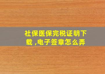 社保医保完税证明下载 ,电子签章怎么弄